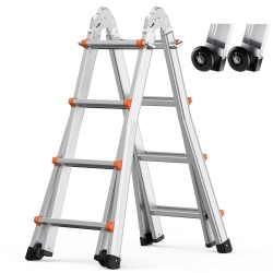 VEVOR 15.5 Ft Telescoping Ladder A Frame, Aluminum Extension Ladder, Multi-Function Portable Collapsible Rv Ladder, for Homework Stairs Indoor
