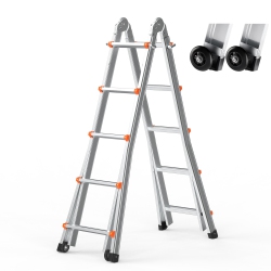 VEVOR 20 Ft Telescoping Ladder A Frame, Compact Aluminum Extension Ladder, Multi-Function Portable Collapsible Rv Ladder, for Homework Stairs Indoor