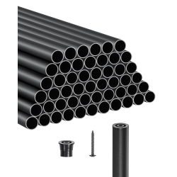 VEVOR 26In Staircase Balusters 51 Pack, Aluminum, 3/4 In Water-Proof Round Metal Spindle Railing, Hollow Railing \w Rail Caps & Screws for Stairs