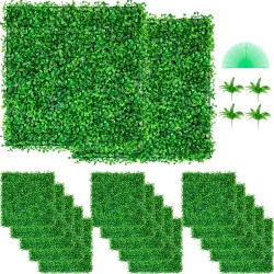 VEVOR 10X10" Artificial Boxwood Panel Uv 48PCs Boxwood Hedge Wall Panels Artificial Grass Backdrop Wall 4Cm Grass Wall Fake Hedge for Decor Privacy