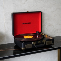 THE WAY Vinyl Record Player Retro Portable Phonograph 33/45/78 Rpm Turntable Vinyl Record Bluetooth 5.3 Speaker, Wireless Bluetooth + Ruby Stylus +