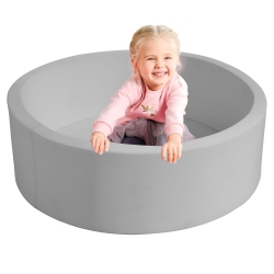 TRENDBOX Memory Foam Sponge Indoor Round Ball Pit for Toddler Children - Light In Grey