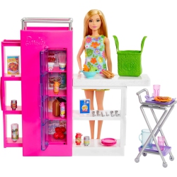 BARBIE Doll & 25+ Accessories, Ultimate Pantry Playset With Doll House Furniture, Food-Themed Pieces & Sticker Sheet