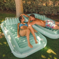FLOAT JOY Pool Floaties for Adults Tanning Pool Lounger Infatable Mesh Hammock Suntan Tub With Cup Holder Pool Toys