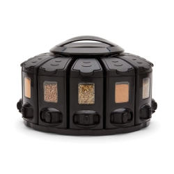 KITCHENART Spice Rack, Select-A-Spice Auto-Measure Rotating Spice Rack With Lever, 12 Compartments In Black