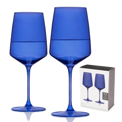 VISKI Reserve Nouveau Cobalt Colored Wine Glasses - Crystal Cobalt Glassware - 22OZ Stemmed Wine Glasses Set Of 2 In Blue