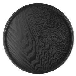 FDIT Wooden Serving Tray Round Shape for Restaurant Hotel Coffee (Black) (30Cm)