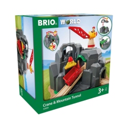 BRIO 63388900 World - 33889 Crane & Mountain Tunnel | 7 Piece Toy Train Accessory for Kids Ages 3 And Up