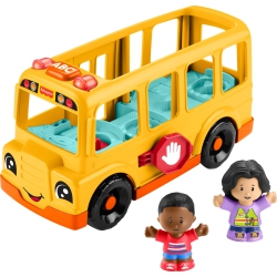 FISHER-PRICE Little People Toddler Toy School Bus Musical Push-Along Vehicle With 2 Figures for Pretend Play Ages 1+ Y