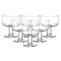 BORMIOLI ROCCO Hosteria Set Of 6 Stackable Dessert Cups, 8 OZ. Clear Tempered Glass, Made In Italy