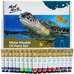 MONT MARTE Water Mixable Oil Paint Set, 36 Piece, 18Ml Tubes. Mixable With A Range Of Mediums. Easily Washes Up With W