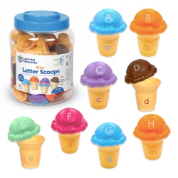 LEARNING RESOURCES Mini Letter Scoops, 52 Pieces, Ages 3+, Preschool Learning Toys, Stacking Toys, Montessori Toys
