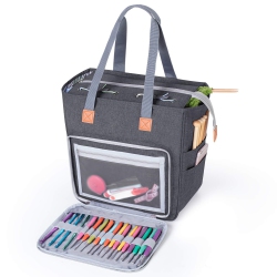 LUXJA Knitting Tote Bag, Yarn Storage Bag for Carrying Projects, Knitting Needles, Crochet Hooks And Other Accessories