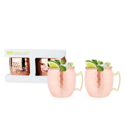 TRUE Fabrications 7175 Hammered Moscow Mule Copper Mugs, 2 Pack, By