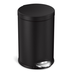 SIMPLEHUMAN 4.5 Liter / 1.2 Gallon Round Bathroom Step Trash Can, Matte In Black