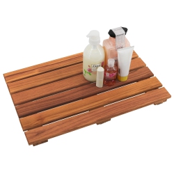 VAEFAE Teak Shower Mat, Non-Slip Bath Mat, Luxury Spa Mat, Wooden Mat for Bathtub, 50.8 X 33 Cm