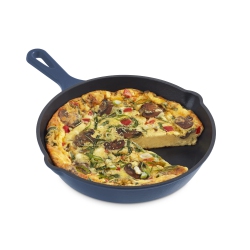 DASH Zakarian By 9.5 Inch Small Nonstick Cast Iron Skillet, Titanium Ceramic Coated Frying Pan In Blue