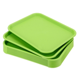 MUKCHAP 12 Pack Fast Food Serving Tray, 10 X 14 Inch Rectangle Plastic Tray In Green