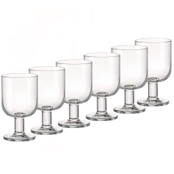 BORMIOLI ROCCO Hosteria Set Of 6 Stackable Wine Glasses, 9.5 OZ. Goblet, Clear Tempered Glass, Made In Italy