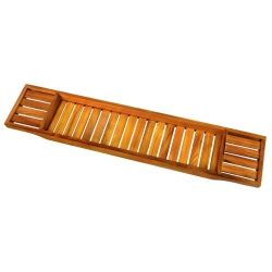 VAEFAE Teak Bathtub Tray, Wooden Bath Caddy Tray for Bathtub, Bath Tub Wood Tray Table for Tub