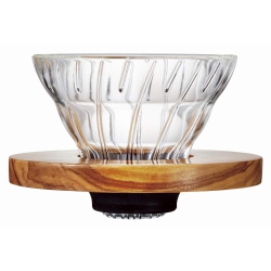 HARIO V60 Glass Coffee Dripper, Size 01, Olive Wood