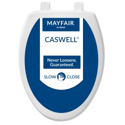 MAYFAIR 1880Slow 000 Caswell Toilet Seat Will Slowly Close And Never Loosen, Elongated, Long Lasting Plastic In White