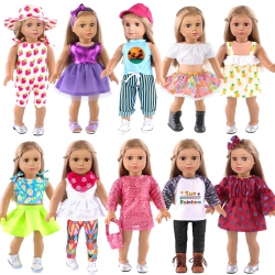 BEBE 10-Sets Doll Clothes And Accessories for 18 Inch Doll Include Dress Handbag Headband Hat And Rompers