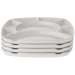 TRUDEAU Stoneware Square Fondue Plates - Set Of 4 In White