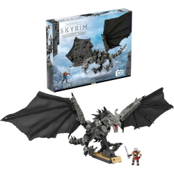 MEGA BRANDS Mega Skyrim Action Figures Building Toys, Alduin The World Eater With 619 Pieces, With 1 Dragonborn Figure, for Collec