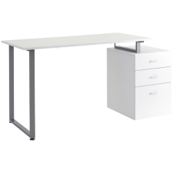 KEPOOMAN 47" L-Computer Desk Writing Table Workstation With Multi-Use Reversible File Drawers Metal Frame Home Office Furniture - In White