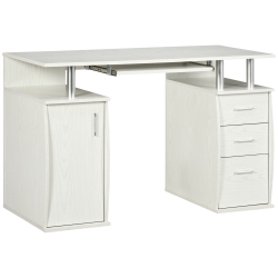 KEPOOMAN 47" Computer Desk With Keyboard Tray And Storage Drawers, Home Office Workstation Table With Storage Shelves In White