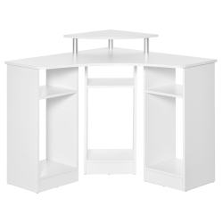 KEPOOMAN L-Shaped Computer Desk With Monitor Stand, Home Office Corner Desk Study Workstation for Small Space In White