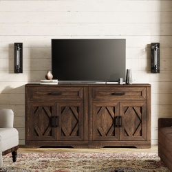 WAMPAT 2-In-1 Tv Stand for Tvs Up to 75", Farmhouse Entertainment Center \w Drawers & Doors, 63" Media Console Table \w Adjustable Shelves Cabinet