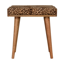 ARTISAN FURNITURE Solid Wood Leopard Velvet Tray Style Footstool