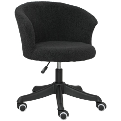 VINSETTO Armless Office Chair, Fluffy Computer Desk Chair With Adjustable Height, Swivel Wheels, Mid Back In Black