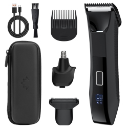 MYACUC Men’S 3-In-1 Portable Hair Trimmer, Body Groomer With 3 Interchangeable Heads for Travel And Home