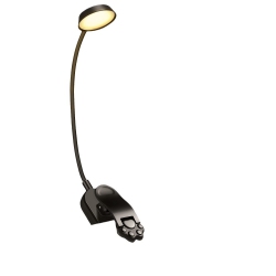THE WAY Book Clip Lamp Reading Desk Lamp, Study Eye Protection Lamp, Led Three-Color Lighting Foldable Night Light USB Charging - Round In Black
