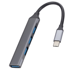 THE WAY USBhub3.0 Expansion Dock USB Splitter Typec Interface Four-In-One Hub One-To-Four Expansion Dock - Type-C Line Gray In Black