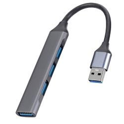 THE WAY USBhub3.0 Expansion Dock USB Splitter Typec Interface Four-In-One Hub One-To-Four Expansion Dock - USB-A Line Gray In Black