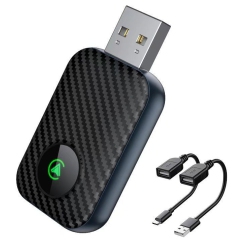 THE WAY 2 In 1 Wireless Network Card Wired to Wireless Carplay Adapter for Apple Carplay Android Car Wireless Adapter -Carbon Fiber