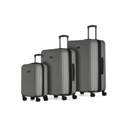 BUGATTI - Singapore 3 Piece Hardside Luggage Set With Expansion - In Charcoal