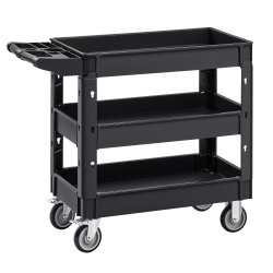 VEVOR 550 Lbs Laod Utility Service Cart, 3 Shelf Heavy Duty Plastic Rolling Utility Cart \w 360° Swivel Wheels (2 \w Brakes), Ergonomic Storage