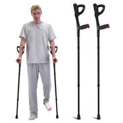 VEVOR 1 Pair Forearm Crutches for Adults, 10-Level Height Adjustable Walking Forearm Crutches, Aluminum Folding Medical Crutches \w Open Cuff &