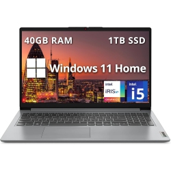 LENOVO - Ideapad 1I 15.6" Fhd Laptop, Intel I5-1235U, 40GB Ddr4 Ram, 1Tb PCie SSD, Intel Iris Xe Graphics, Number Pad, HD Camera, Wifi 6, Win 11 Home