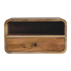 ARTISAN FURNITURE Solid Wood Large Oak-Ish Curve Upper Slot Floating Bedside