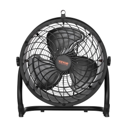 VEVOR 14 Inch Floor Fan, 3 Speeds High Velocity Heavy Duty Industrial Fan, 2520 Cfm 360° Adjustable Tilt 23.62 Ft/sec Airflow Large Metal Fan, For