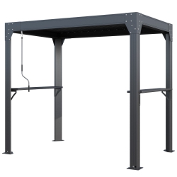 EROMMY 5'x8' Aluminum Bbq Gazebo - Adjustable Louvre Roof, Built-In Drainage & Side Storage - In Black