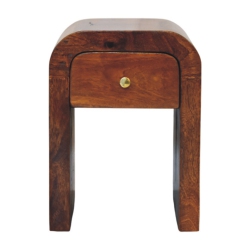 ARTISAN FURNITURE Solid Wood Mini Darcy Chestnut Nightstand With Curved Edges