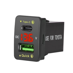 THE WAY 22.5W Super Fast Charge USB, Suitable for Toyota Pd30W Mobile Phone Modified Car Type-C Charger Accessory Qc \w Led Voltage Meter Display -