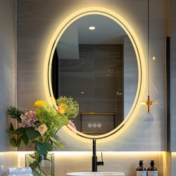UNHO Luvodi 24 X 32 Inch Oval Led Bathroom Mirror Anti-Fog 3 Colors Light Dimmable Wall Mounted Lighted Bathroom Vanity Mirror Smart Makeup Mirror